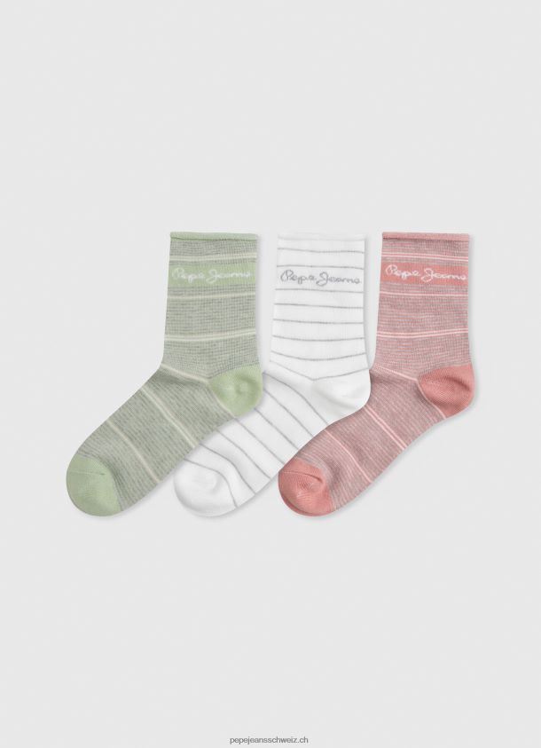 3er-Pack gestreifte Socken Frauen Pepe Jeans natur 84XH6T565