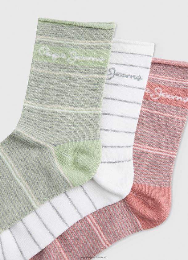 3er-Pack gestreifte Socken Frauen Pepe Jeans natur 84XH6T565