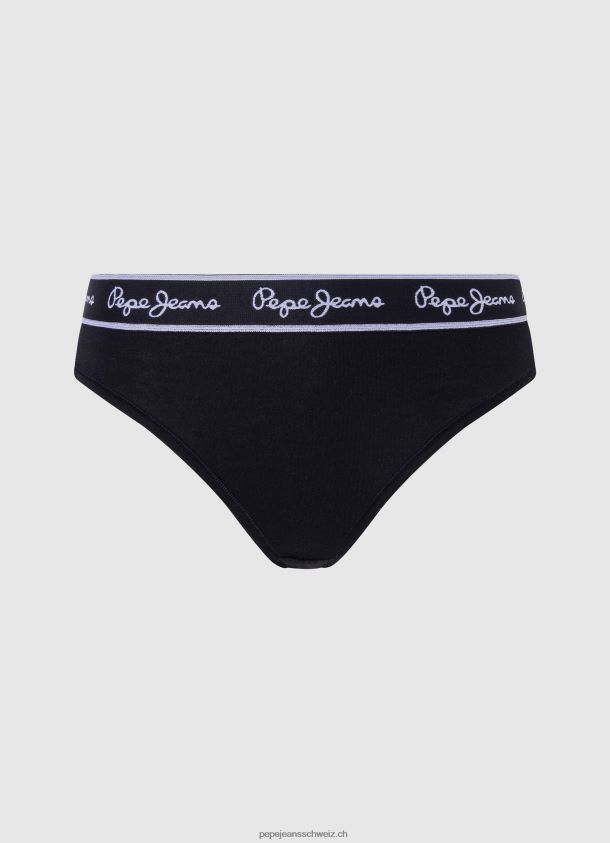 Klassischer String mit aufgedrucktem Logo Frauen Pepe Jeans Schwarz 84XH6T549