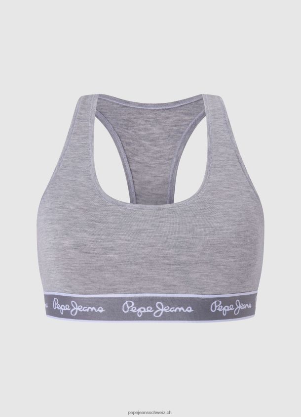 Sport-BH aus Baumwolle Frauen Pepe Jeans grau meliert 84XH6T544