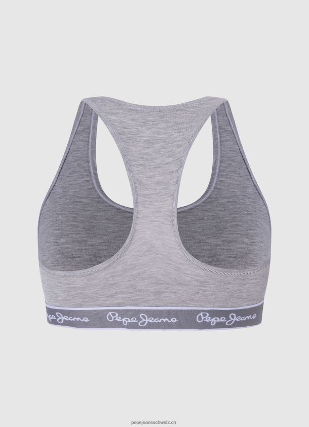 Sport-BH aus Baumwolle Frauen Pepe Jeans grau meliert 84XH6T544