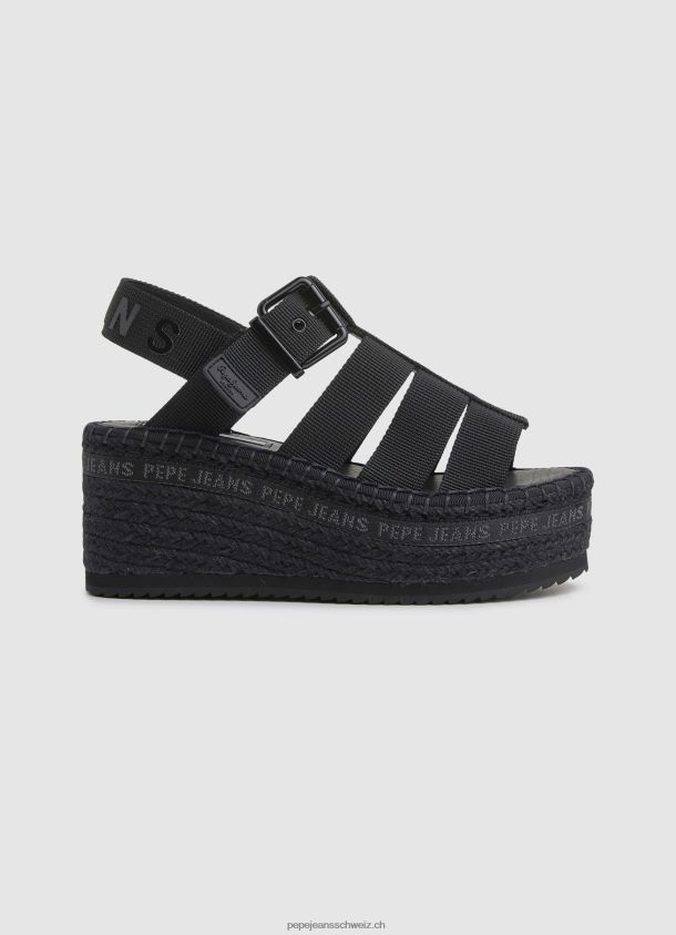 witney sonnige Keilsandalen Frauen Pepe Jeans Schwarz 84XH6T647