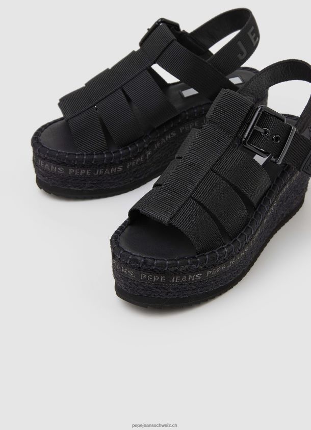 witney sonnige Keilsandalen Frauen Pepe Jeans Schwarz 84XH6T647