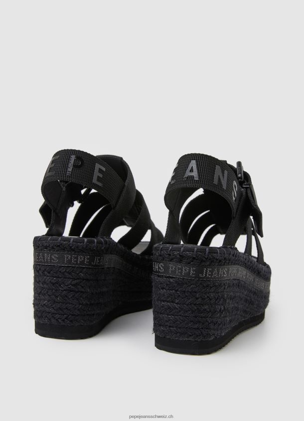 witney sonnige Keilsandalen Frauen Pepe Jeans Schwarz 84XH6T647