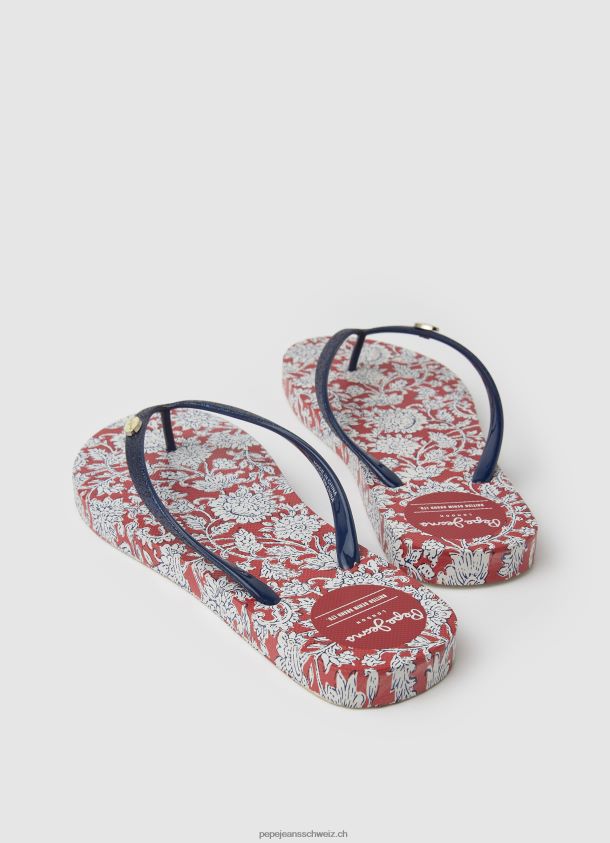 Geblümte Rake-Strand-Flip-Flops Frauen Pepe Jeans Rot 84XH6T702