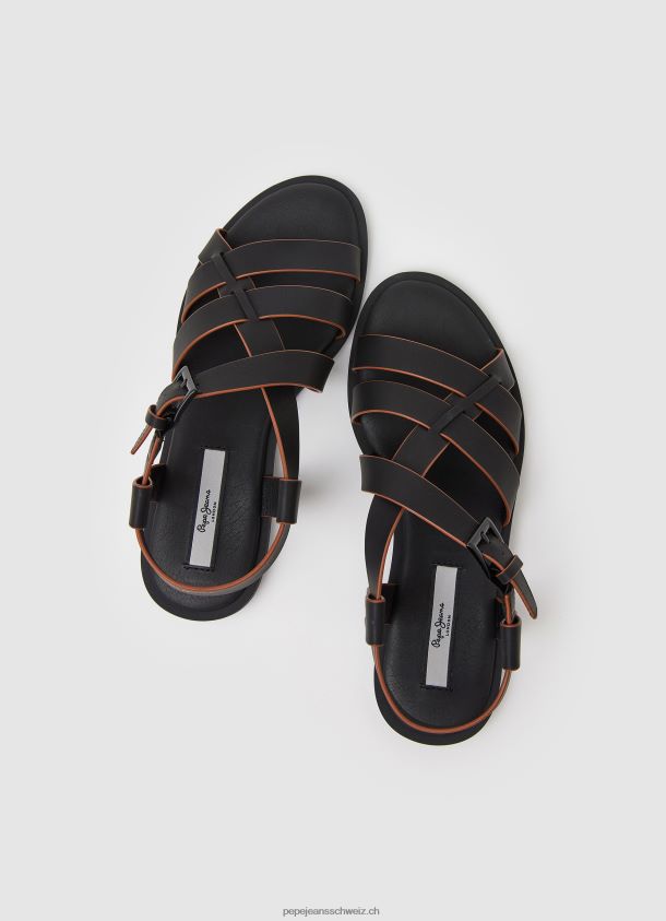 Hayes Rome Flache Sandalen Frauen Pepe Jeans Schwarz 84XH6T657