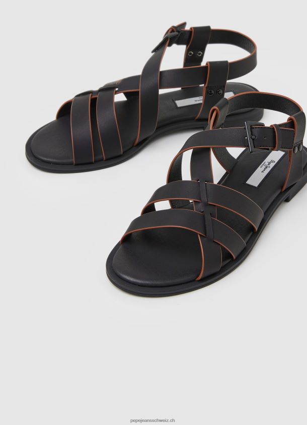 Hayes Rome Flache Sandalen Frauen Pepe Jeans Schwarz 84XH6T657
