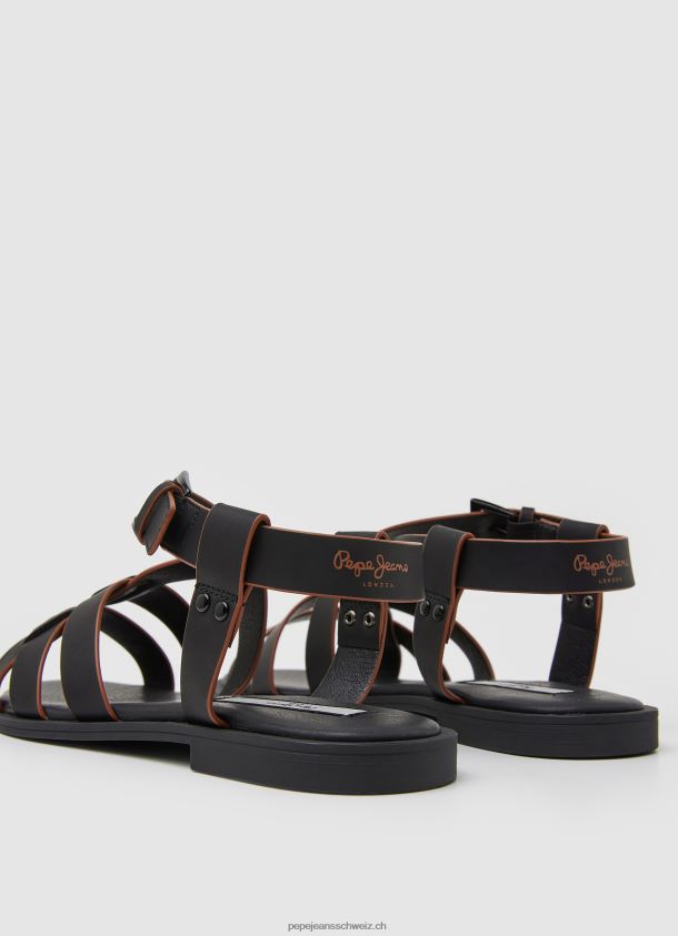Hayes Rome Flache Sandalen Frauen Pepe Jeans Schwarz 84XH6T657