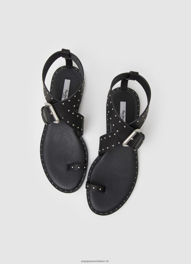 Hayes Trend Flache Sandalen Frauen Pepe Jeans Schwarz 84XH6T656