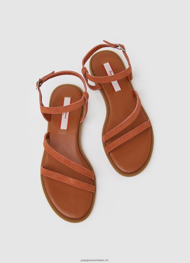 Hayes flache Sandalen aus Folk-Wildleder Frauen Pepe Jeans rostorange 84XH6T667