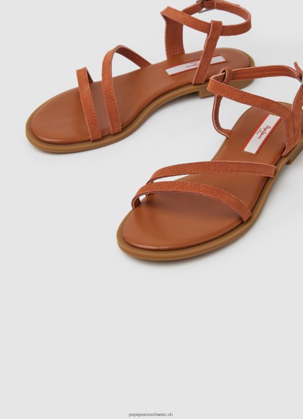 Hayes flache Sandalen aus Folk-Wildleder Frauen Pepe Jeans rostorange 84XH6T667