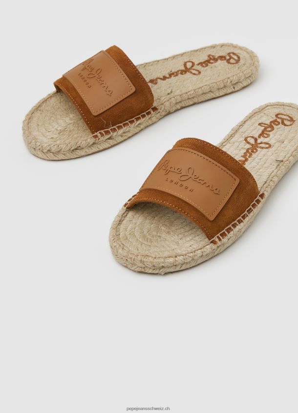 Ledersandalen aus sivabeerfarbenem Leder Frauen Pepe Jeans Cognac 84XH6T682