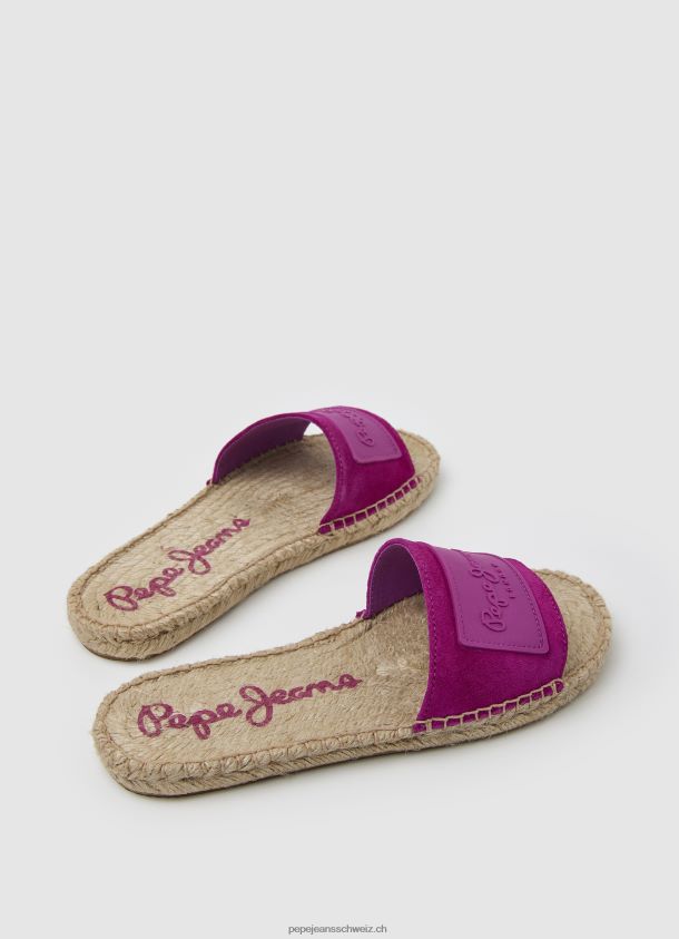 Ledersandalen aus sivabeerfarbenem Leder Frauen Pepe Jeans leichte Pflaume 84XH6T680