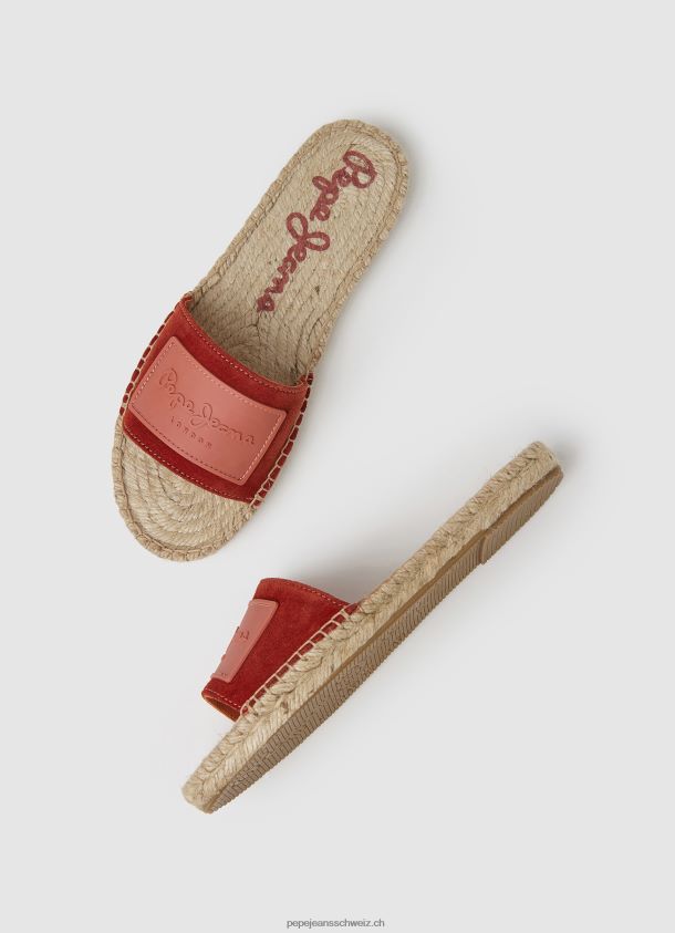 Ledersandalen aus sivabeerfarbenem Leder Frauen Pepe Jeans rote Dahlie 84XH6T679