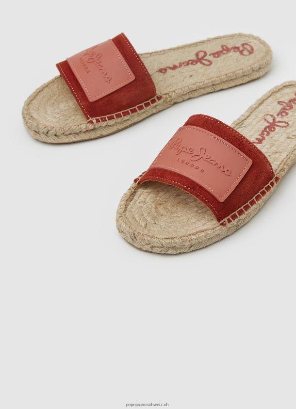 Ledersandalen aus sivabeerfarbenem Leder Frauen Pepe Jeans rote Dahlie 84XH6T679