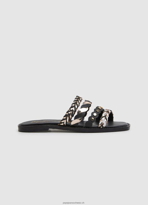 Ledersandalen mit mehreren Riemchen von irma Frauen Pepe Jeans Schwarz 84XH6T663