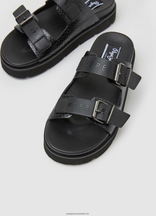 Pola Park Sandalen mit doppelter Schnalle Frauen Pepe Jeans Schwarz 84XH6T670