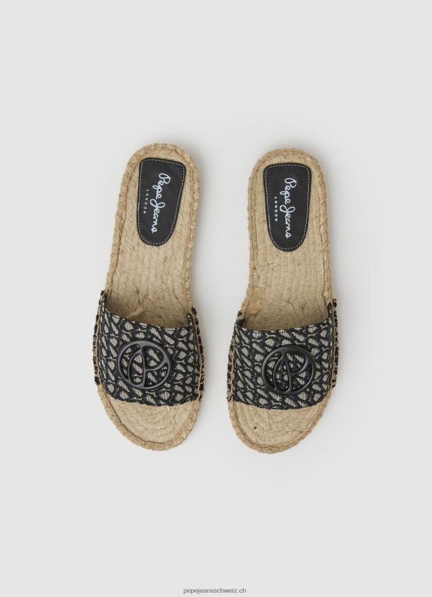 Siva Jacquard-Jute-Sandalen Frauen Pepe Jeans Schwarz 84XH6T683