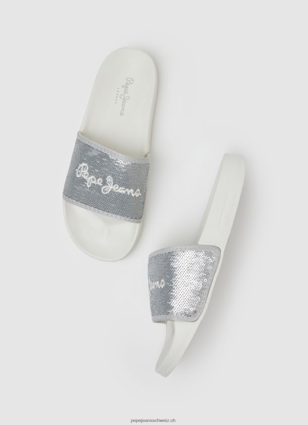 Slider süße Strand-Flip-Flops Frauen Pepe Jeans Perlsilber 84XH6T694