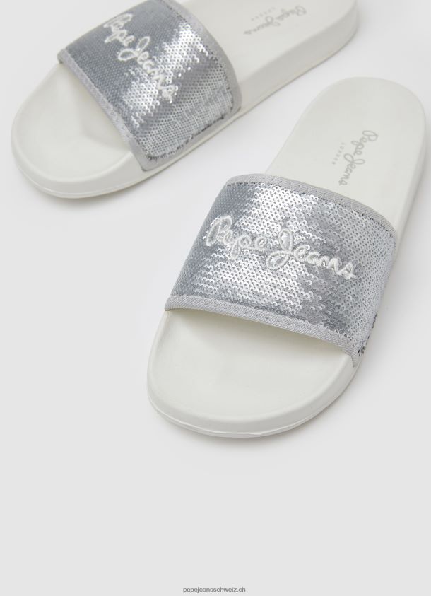 Slider süße Strand-Flip-Flops Frauen Pepe Jeans Perlsilber 84XH6T694
