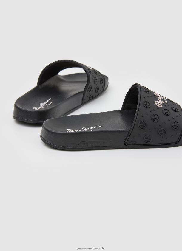 Slider schlichte Strand-Flip-Flops Frauen Pepe Jeans Schwarz 84XH6T690