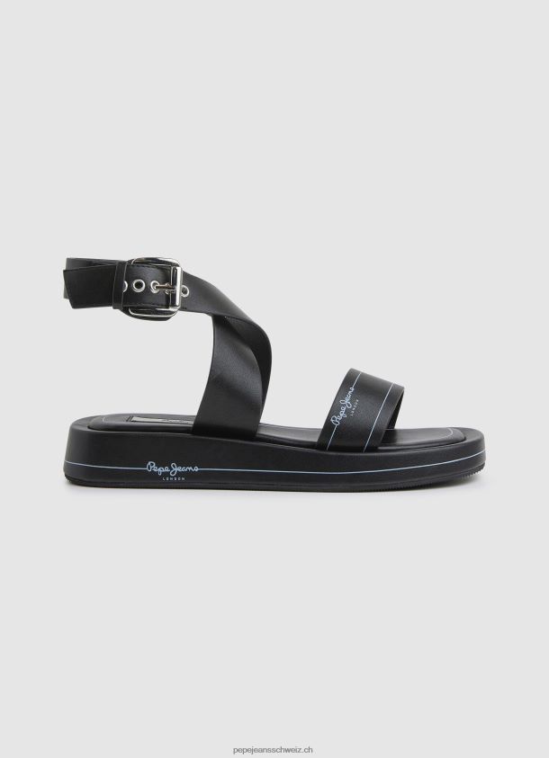 Sommerlogische Sandalen mit Keilabsatz Frauen Pepe Jeans Schwarz 84XH6T652