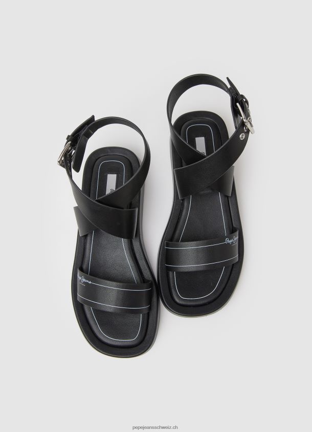 Sommerlogische Sandalen mit Keilabsatz Frauen Pepe Jeans Schwarz 84XH6T652