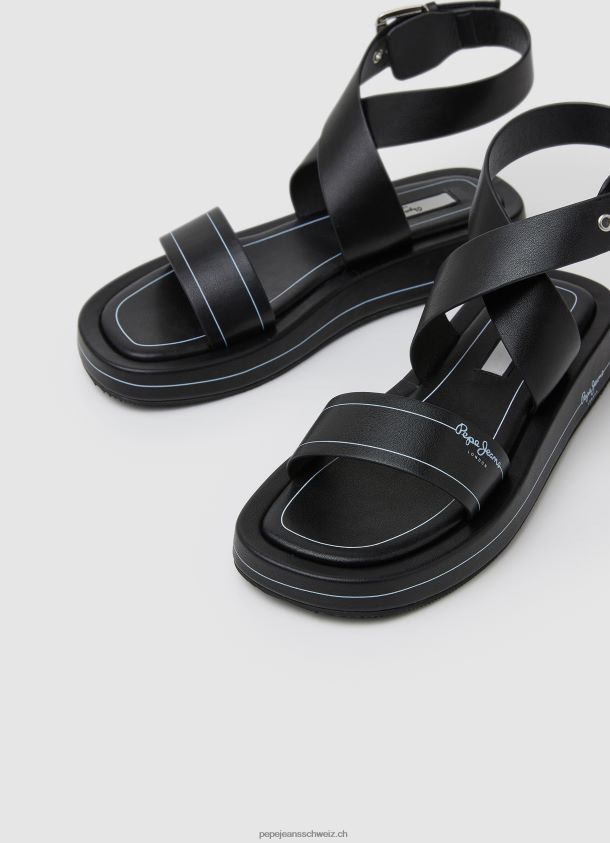 Sommerlogische Sandalen mit Keilabsatz Frauen Pepe Jeans Schwarz 84XH6T652