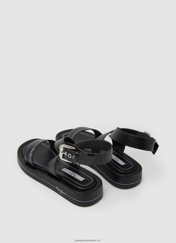 Sommerlogische Sandalen mit Keilabsatz Frauen Pepe Jeans Schwarz 84XH6T652
