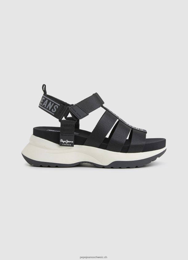 Venus Point Trek Sandalen Frauen Pepe Jeans Schwarz 84XH6T686