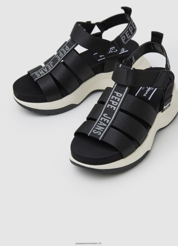 Venus Point Trek Sandalen Frauen Pepe Jeans Schwarz 84XH6T686