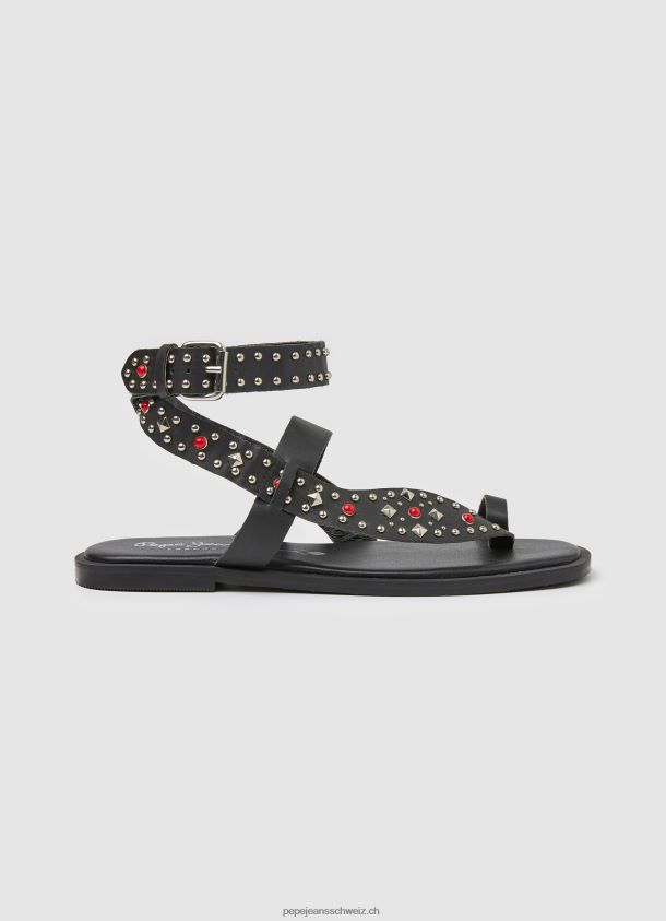 irma Ethno-Ledersandalen Frauen Pepe Jeans Schwarz 84XH6T659