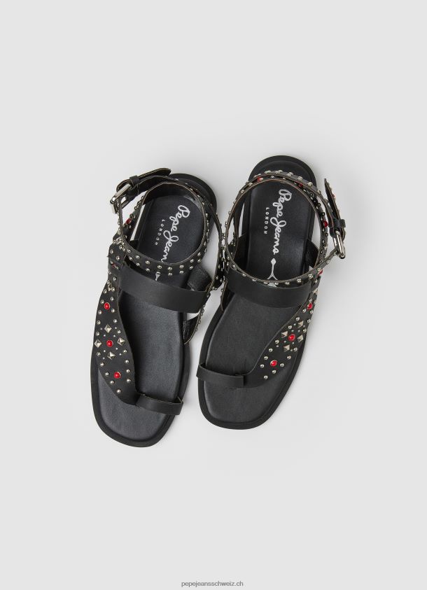 irma Ethno-Ledersandalen Frauen Pepe Jeans Schwarz 84XH6T659