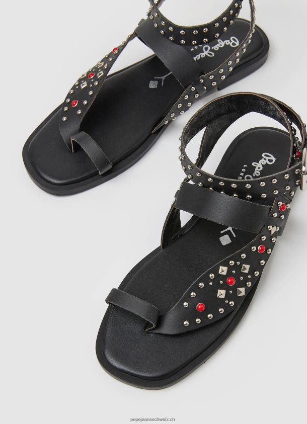irma Ethno-Ledersandalen Frauen Pepe Jeans Schwarz 84XH6T659