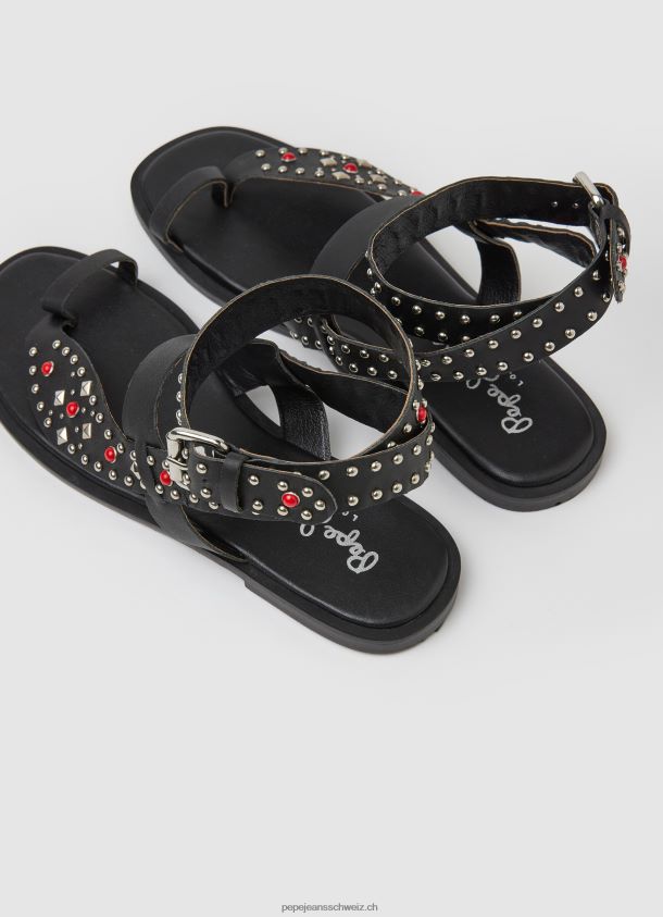 irma Ethno-Ledersandalen Frauen Pepe Jeans Schwarz 84XH6T659