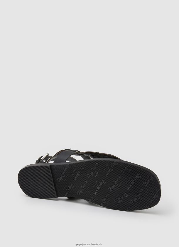 irma Ethno-Ledersandalen Frauen Pepe Jeans Schwarz 84XH6T659