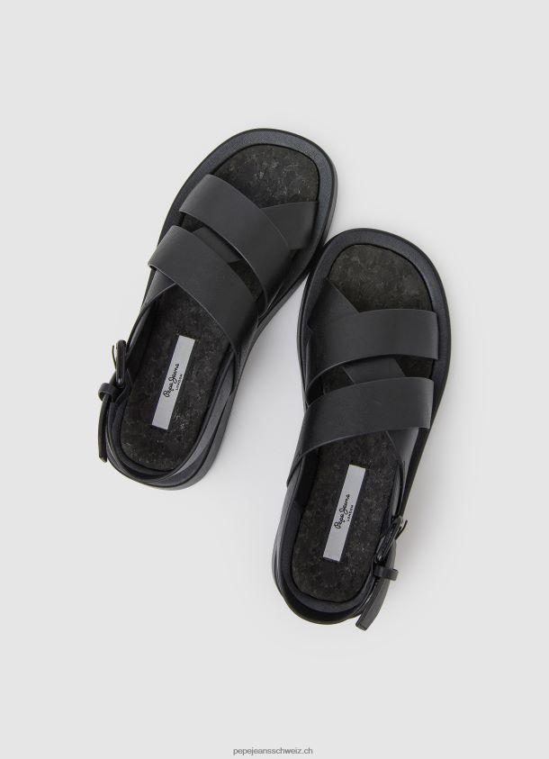 sommerliche Keilsandalen mit Blockabsatz Frauen Pepe Jeans Schwarz 84XH6T651
