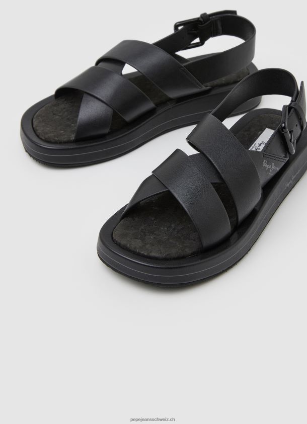sommerliche Keilsandalen mit Blockabsatz Frauen Pepe Jeans Schwarz 84XH6T651