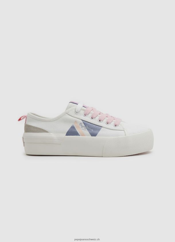 Allen Flag vulkanisierte Turnschuhe Frauen Pepe Jeans Weiss 84XH6T620