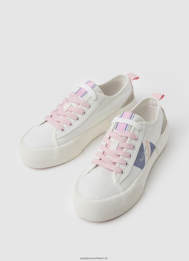 Allen Flag vulkanisierte Turnschuhe Frauen Pepe Jeans Weiss 84XH6T620
