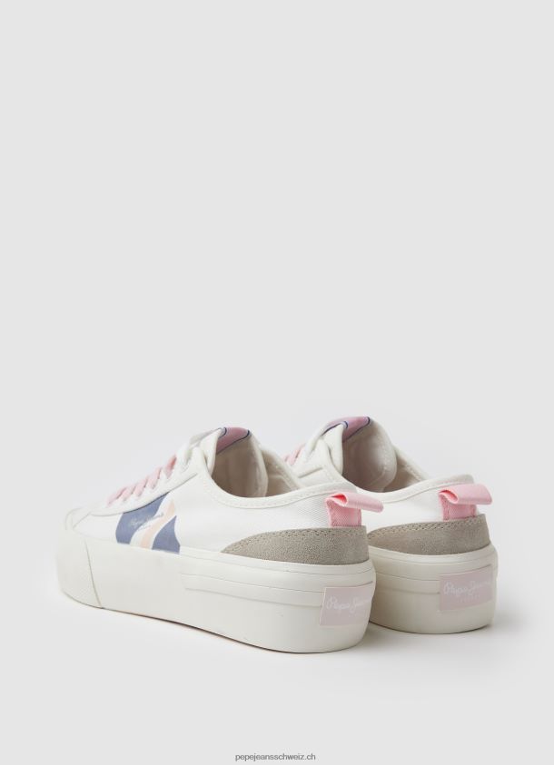 Allen Flag vulkanisierte Turnschuhe Frauen Pepe Jeans Weiss 84XH6T620
