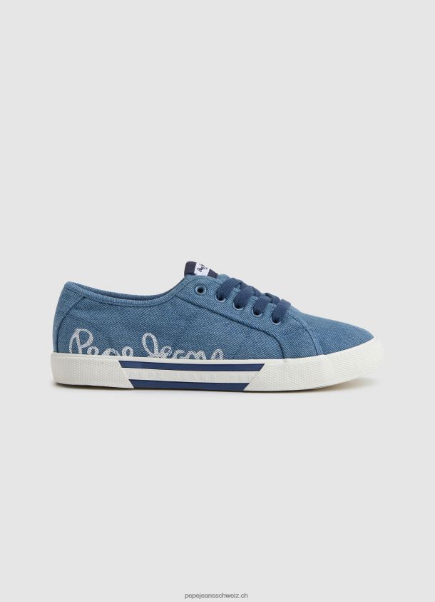 Basic-Sneaker aus Brady-Denim Frauen Pepe Jeans Fabrik blau 84XH6T633