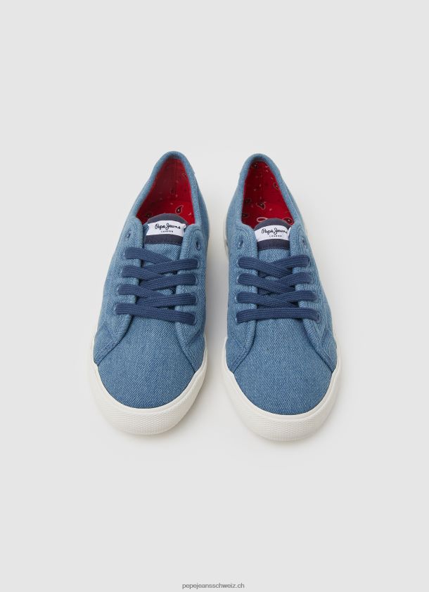 Basic-Sneaker aus Brady-Denim Frauen Pepe Jeans Fabrik blau 84XH6T633