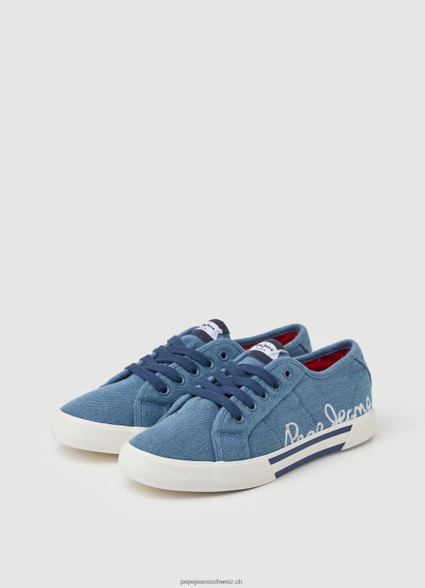 Basic-Sneaker aus Brady-Denim Frauen Pepe Jeans Fabrik blau 84XH6T633