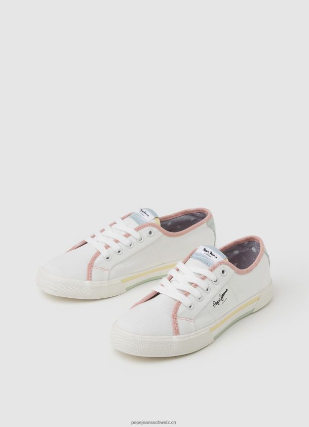 Brady Bandan Canvas-Turnschuhe Frauen Pepe Jeans Weiss 84XH6T632