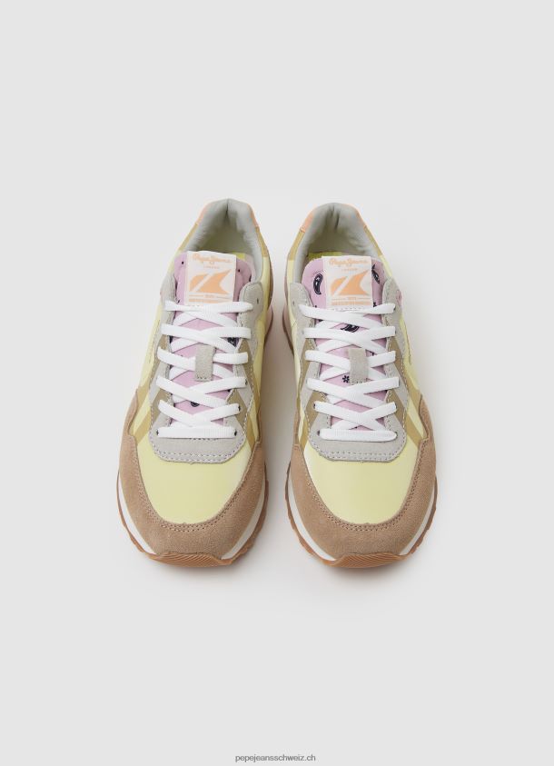 Kombinierte Sneaker mit Brit-Print Frauen Pepe Jeans Sonnenaufgang 84XH6T617