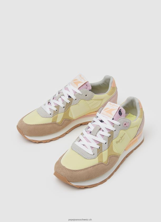 Kombinierte Sneaker mit Brit-Print Frauen Pepe Jeans Sonnenaufgang 84XH6T617