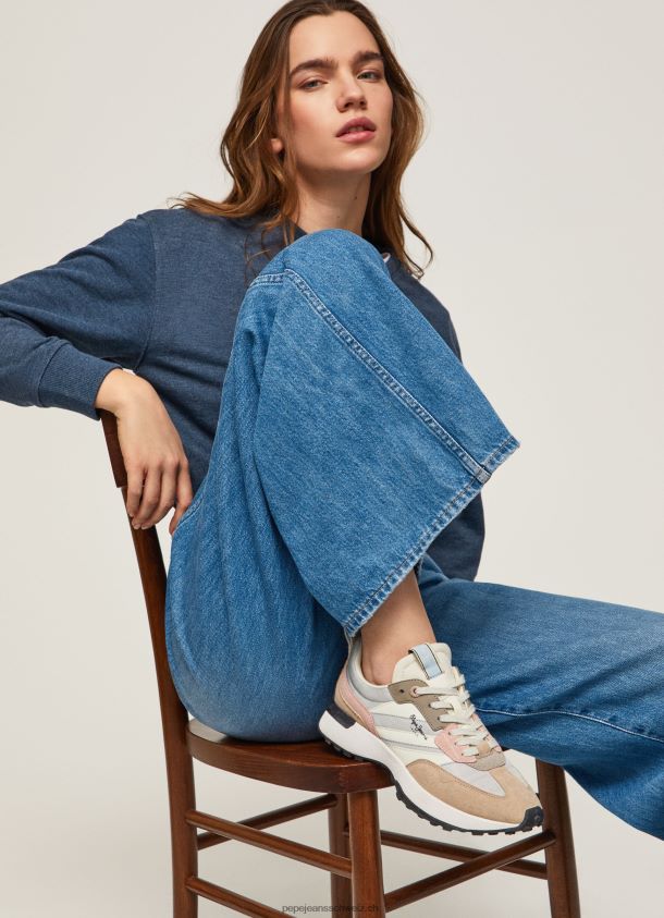 Kombinierte Turnschuhe mit Lucky-Print Frauen Pepe Jeans Perlsilber 84XH6T574
