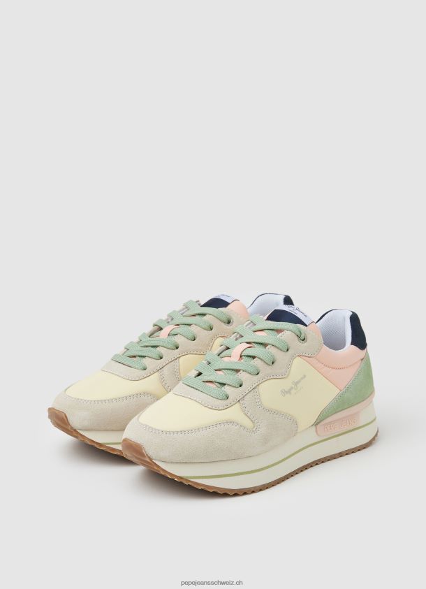 Rusper süße kombinierte Turnschuhe Frauen Pepe Jeans Pastell Zitrone 84XH6T594