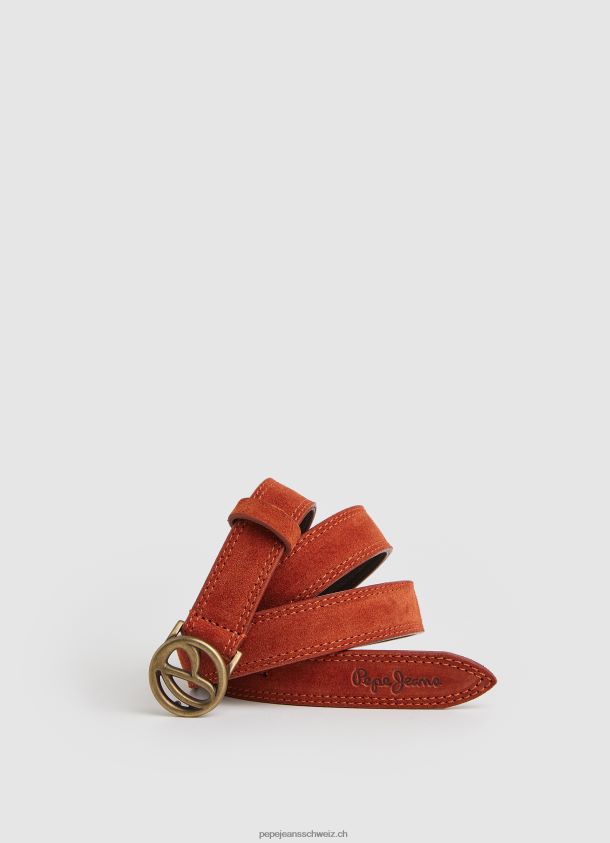 Veloursgürtel mit kreisförmigem Logo Frauen Pepe Jeans Zedernholz 84XH6T763